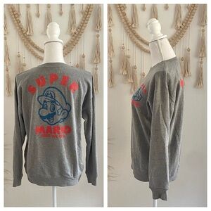 Super Mario x Old Navy boys sweatshirt grey crew neck Nintendo cozy fleece XXL